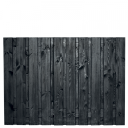 Tuinscherm Roermond Grenen 21-planks 16x140mm 130x180cm Zwart gespoten RVS Geschroefd