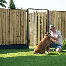 Gardenlux grenen scherm Bois 21 planks/15mm RVS geschroefd 180x180cm