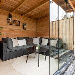 Gardenlux Industriële glazen wand 224x278,5cm alu. zwart gecoat