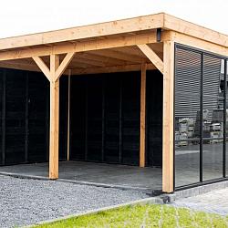 Gardenlux Industriële glazen wand 224x278,5cm alu. zwart gecoat