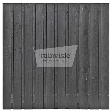 Tuinscherm Roermond Grenen 21-planks 16x140mm 130x180cm Zwart gespoten RVS Geschroefd