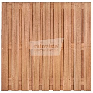 Tuinscherm Hardhout Bahia 19-planks 14x140mm 180x180cm RVS Geschroefd