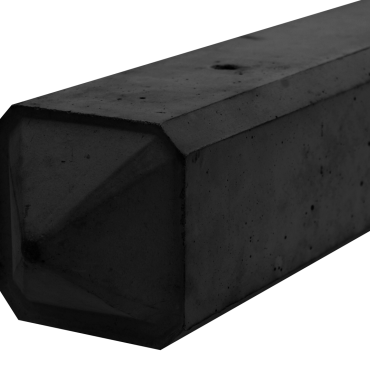 Lichtgewicht betonnen tussenpaal met diamantkop 280x10x10 cm Zwart gecoat