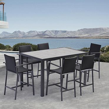 Aluminium Bar Set Bali met Keramiekblad en 4 stoelen.