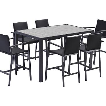 Aluminium Bar Set Bali met Keramiekblad en 4 stoelen.