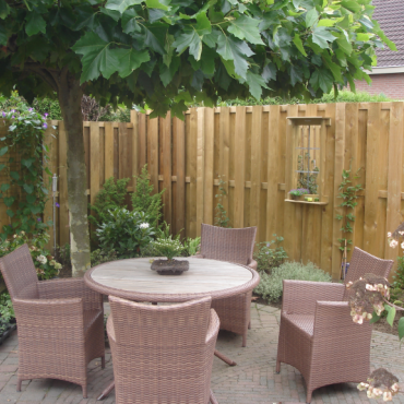 Tuinscherm Hengelo Grenen 15-planks 15x140mm 180x180cm Geïmpregneerd RVS Geschroefd