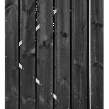 Tuindeur Roermond Grenen Op Verstelbaar Frame 11-planks 16x140mm 200x100cm Zwart gespoten incl. RVS inbouwslotset SKG*  RVS Geschroefd