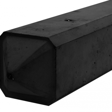 Lichtgewicht betonnen tussenpaal met diamantkop 280x10x10 cm Zwart gecoat