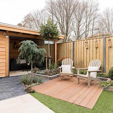 Gardenlux grenen scherm Bois 21 planks/15mm RVS geschroefd 180x180cm