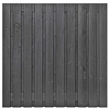 Tuinscherm Roermond Grenen 21-planks 16x140mm180x180cm Zwart gespoten  RVS Geschroefd