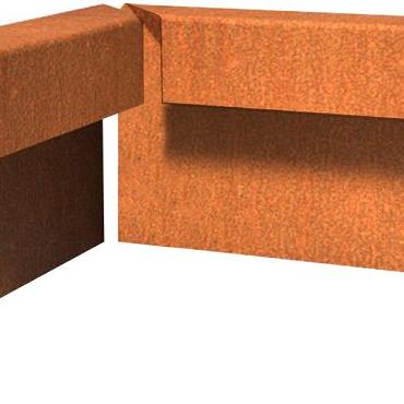 Cortenstaal U-profiel 60 opsluitband hoekstuk 6x20x50-50cm