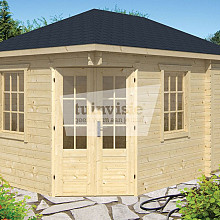 Blokhut - Tuinhuis 28mm Sigrid met aanbouw