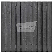 Tuinscherm Roermond Grenen 21-planks 16x140mm 130x180cm Zwart gespoten RVS Geschroefd